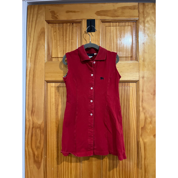 Little Girl Vintage Burberry Preppy Polo Cotton Tennis Dress w Nova Check Sz 6